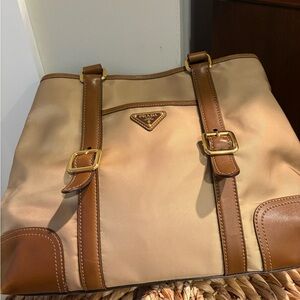 Prada Beige and Brown Tote Bag